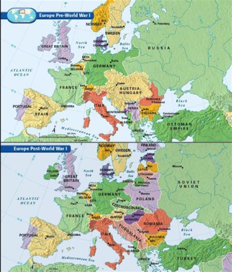 Pagbabago ng mapa ng europa sa unang digmaan